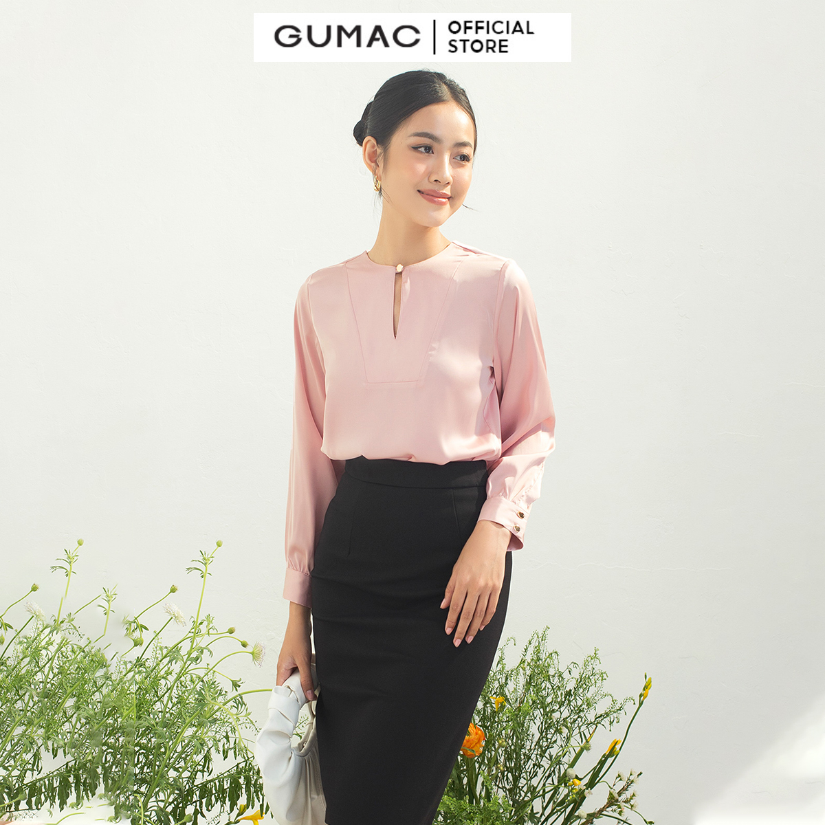 Chân váy nữ GUMAC VC03009 dáng ôm phối nút thời trang công sở