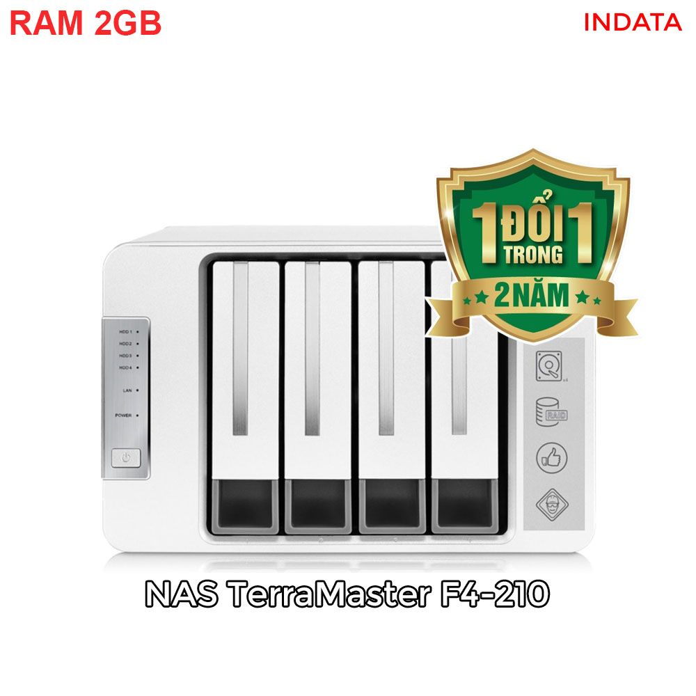 Bộ lưu trữ mạng NAS TerraMaster F4-210 Quad-core CPU, 2GB RAM, 4 khay ổ cứng RAID 0,1,5,6,10,JBOD,Single - Hàng chính hãng