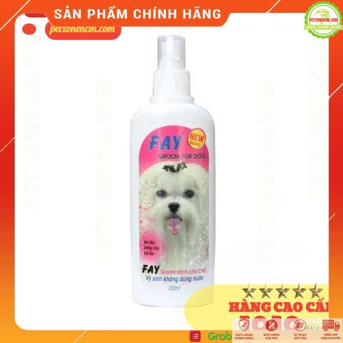 Xịt tắm khô cho chó Fay Groom For Dog 200ml/350ml khử mùi, làm đẹp da lông, vệ sinh không dùng nước