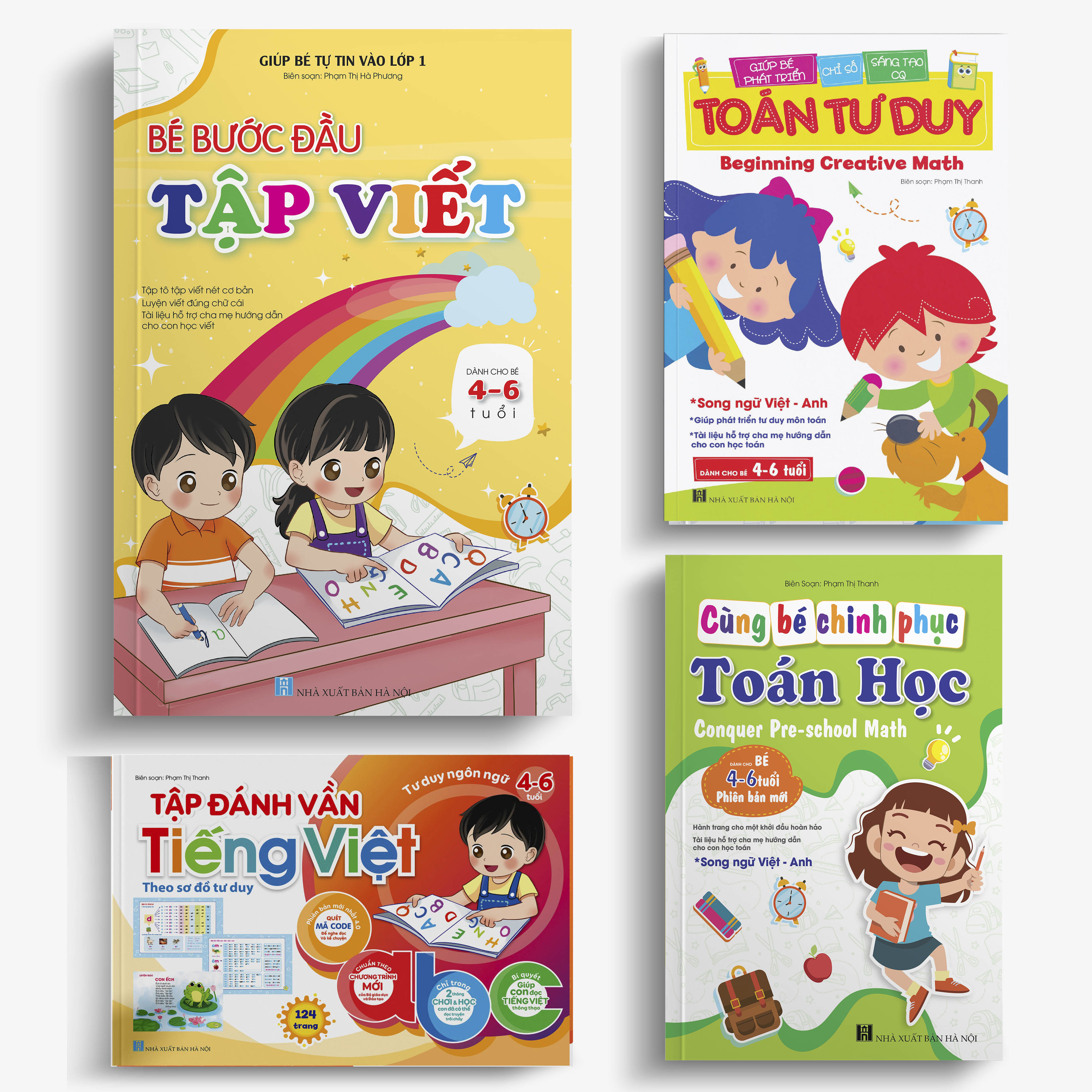 Combo 4 cuốn Tự tin vào lớp 1: Tập đánh vần - Bước đầu tập viết - Toán Tư duy - Cùng bé chinh phục toán học