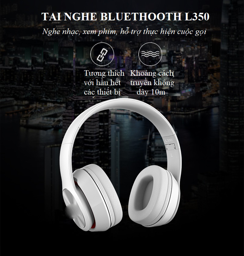 Tai Nghe Bluetooth 5.0 L-350 Có Mic Hỗ Trợ Thẻ Nhớ Cổng 3.5mm Aux In Fm Radio