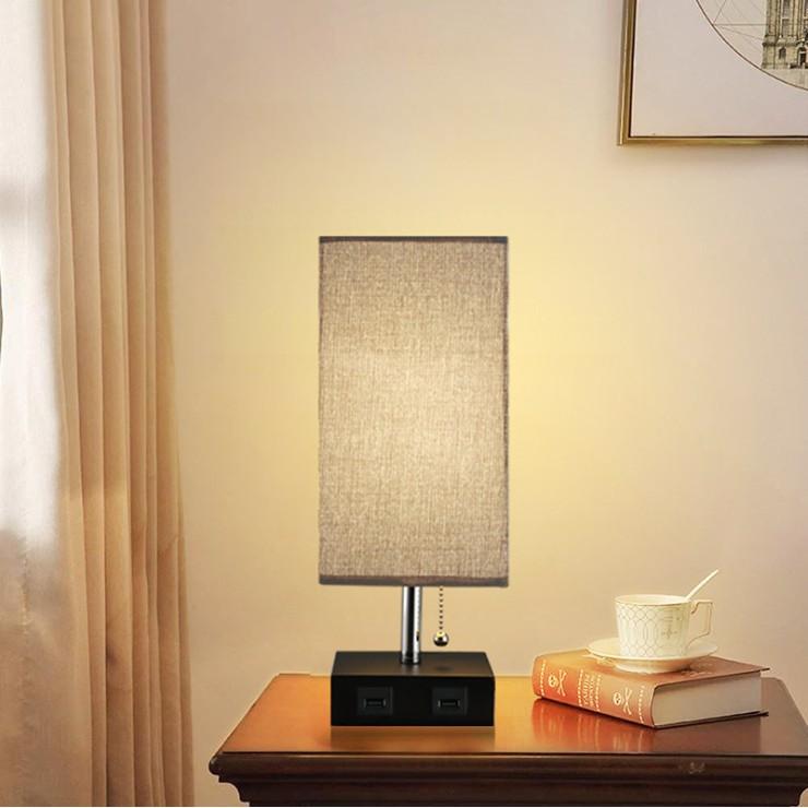 Đèn Ngủ Công Nghệ 5.0 2USB 2Power Bedside Table Lamp