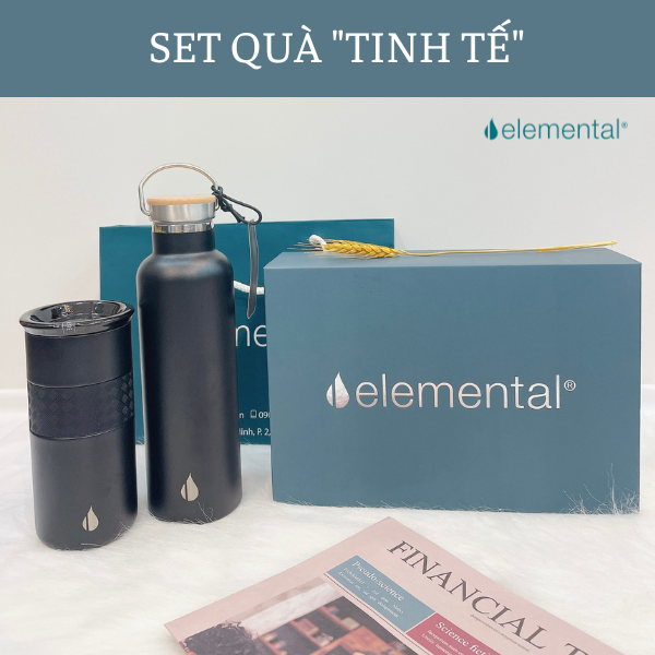 Set hộp quà tặng Sinh nhật, set Tinh tế, bình giữ nhiệt và ly giữ nhiệt Elemental cao cấp