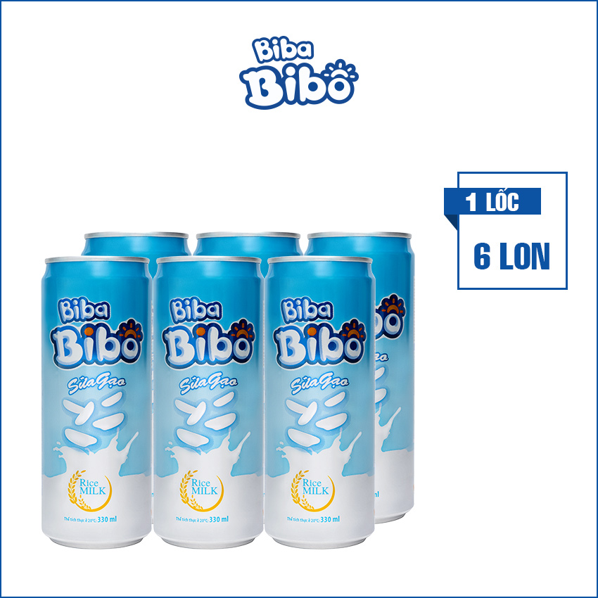 [Gift] [Lốc (06) lon 330ml] Bibabibo Sữa Gạo từ gạo ST25 ngon nhất thế giới, sữa hạt, sữa thực vật, tốt cho da, miễn dịch, giảm cân, tim mạch