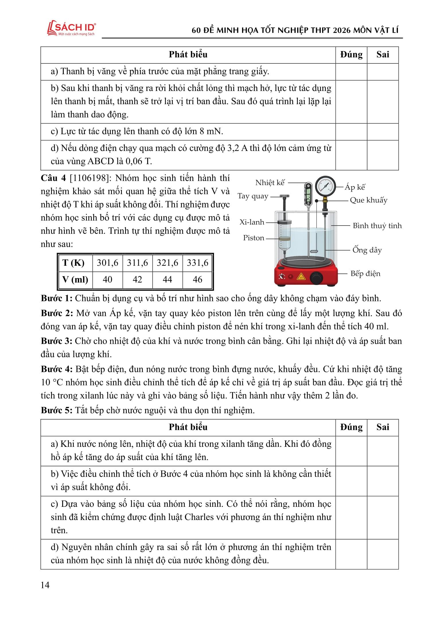 Sách - 60 Đề Minh Họa Tốt Nghiệp THPT 2026 - Môn Vật Lí
