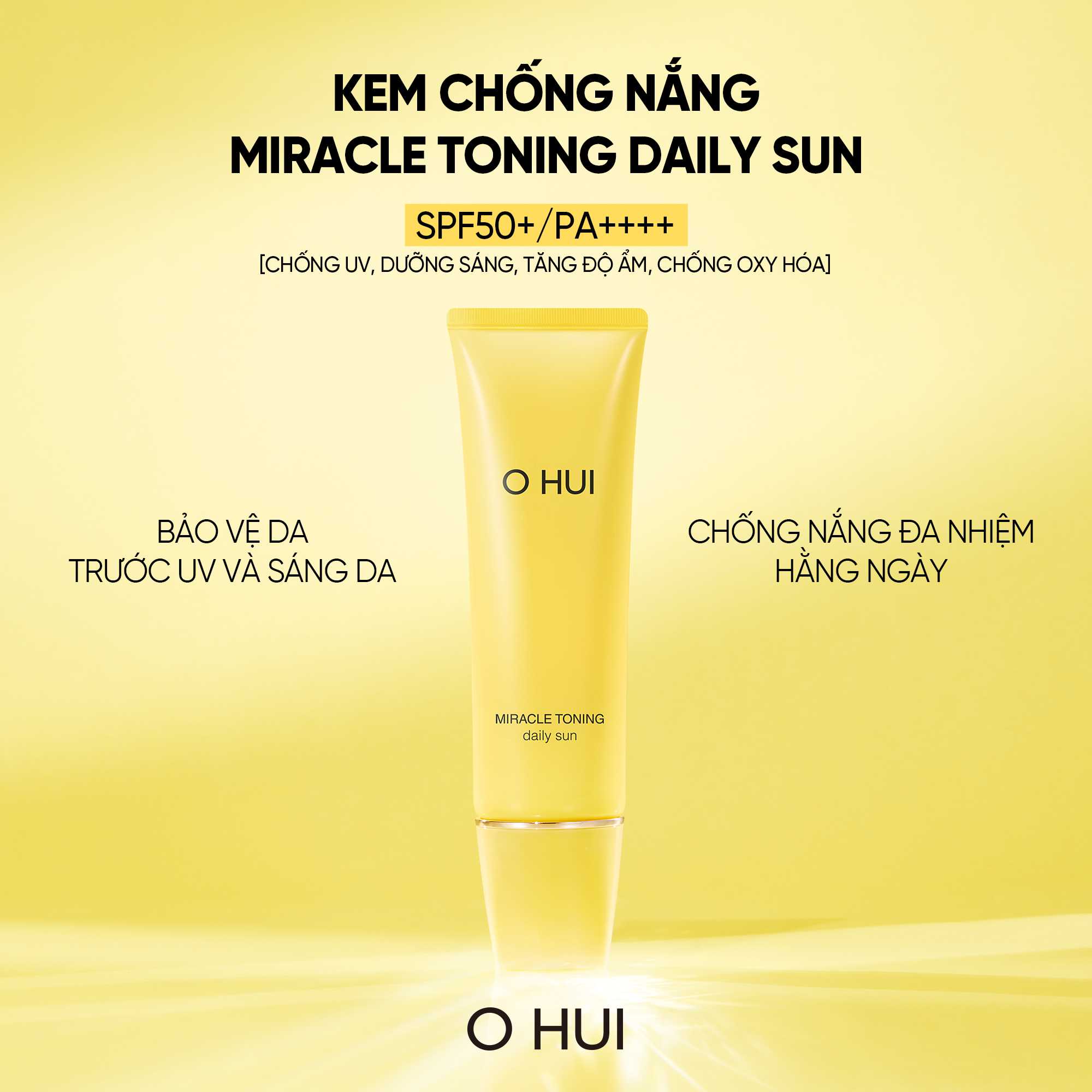  Bộ kem chống nắng cấp ẩm dưỡng da đa chức năng OHUI Miracle Toning Daily Sun SPF50+/PA+++ 50ML