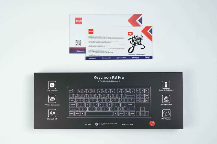 Keychron K8 Pro Nhôm RGB Hot Swap - Bàn phím cơ custom không dây hỗ trợ QMK/VIA - Hàng Chính Hãng