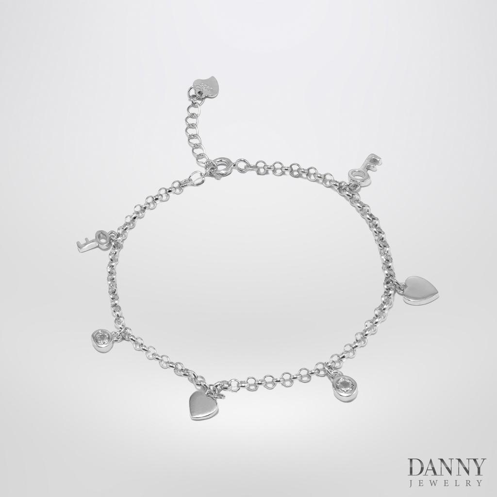 Lắc Tay Danny Jewelry Bạc 925 Xi Rhodium Hoạ Tiết Chìa Khoá & Hình Tim LACY080