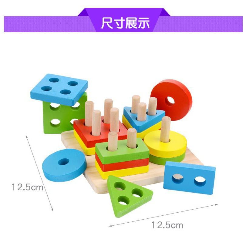 Bảng Chuỗi Thả Hình Shape String   Đồ Chơi Gỗ Montessori Cho Bé Học Hình Khối, Màu Sắc