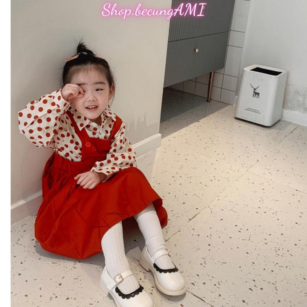 Giày búp bê bé gái Lolita phong cách tiểu thư Hàn Quốc màu Đen Trắng size 22-36 - Giầy trẻ em gái dễ thương