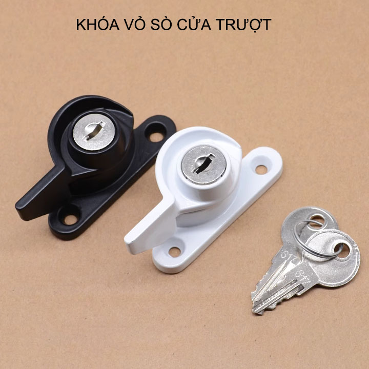 01 Khóa cửa vỏ sò bằng hợp kim kẽm, dùng cho cửa sổ trượt, lùa kèm 2 chìa khóa