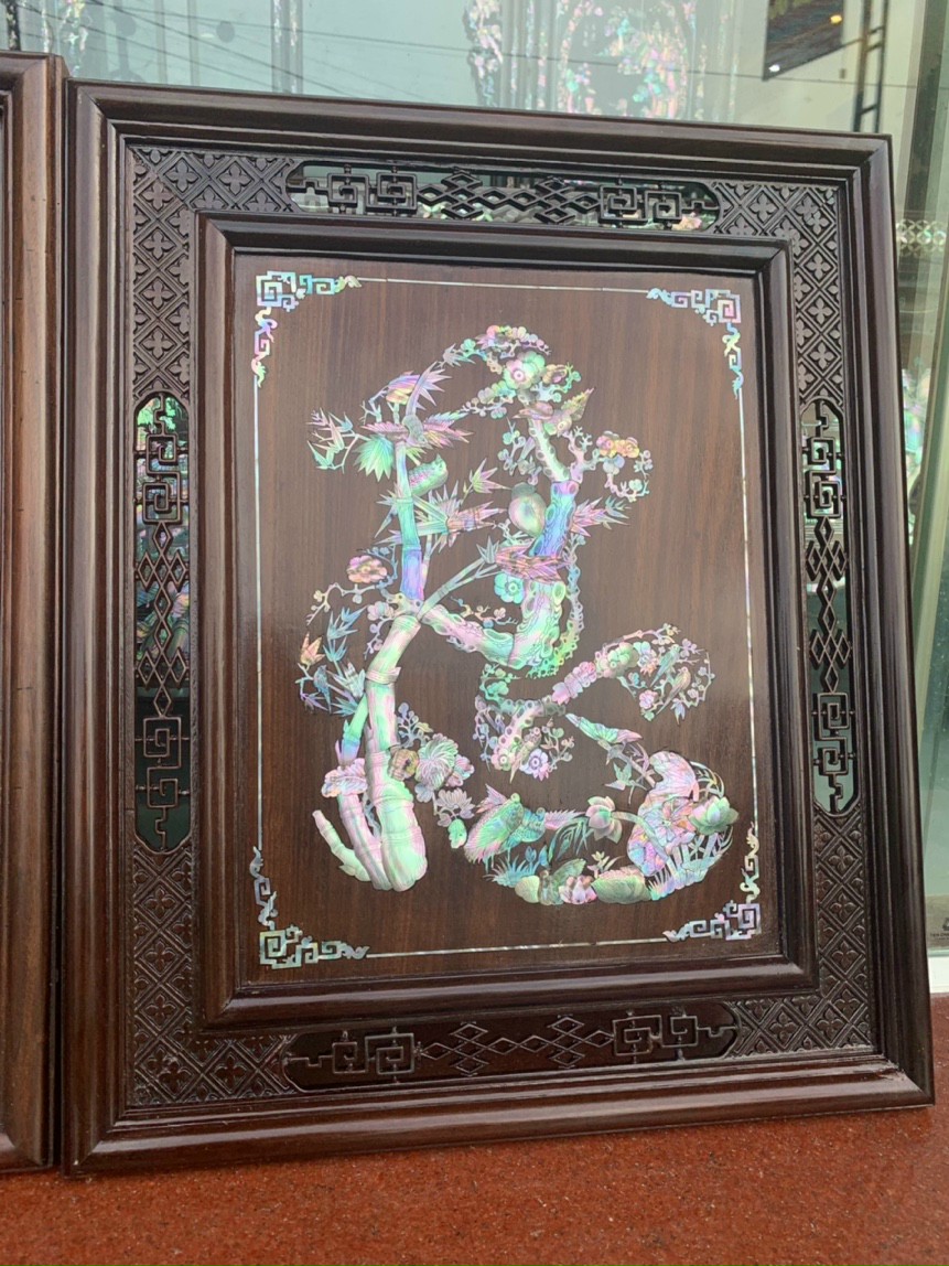 Tranh chữ Nhẫn khảm ốc đẹp 50x60cm