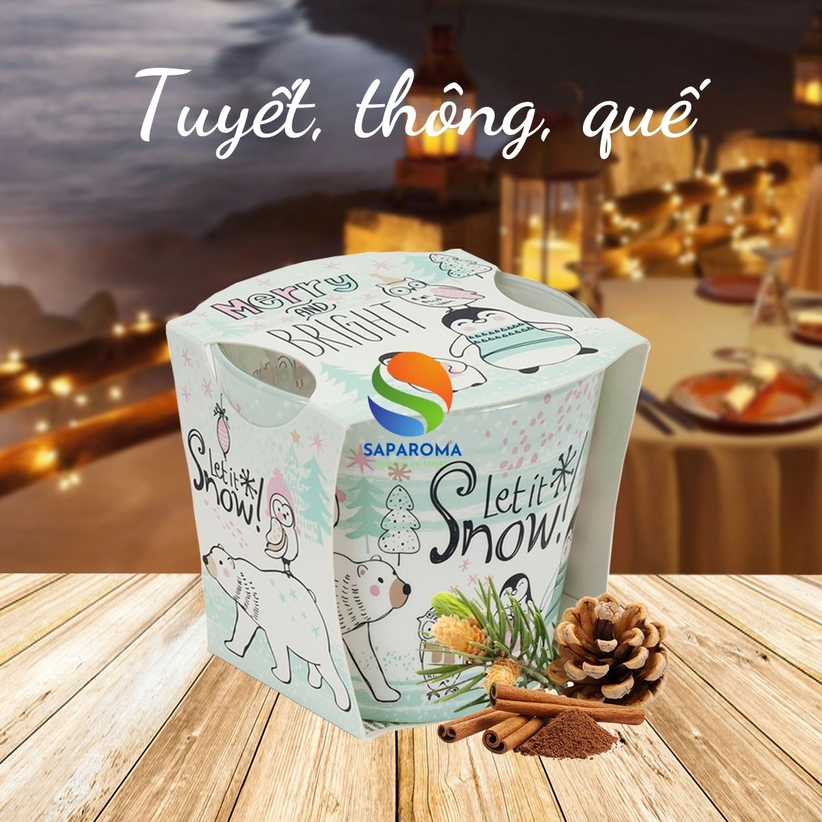 Ly nến thơm tinh dầu Bartek Merry and Bright 115g QT02785 - tuyết, thông, quế, nến trang trí, thơm phòng, thư giãn, hỗ trợ khử mùi (giao mẫu ngẫu nhiên)