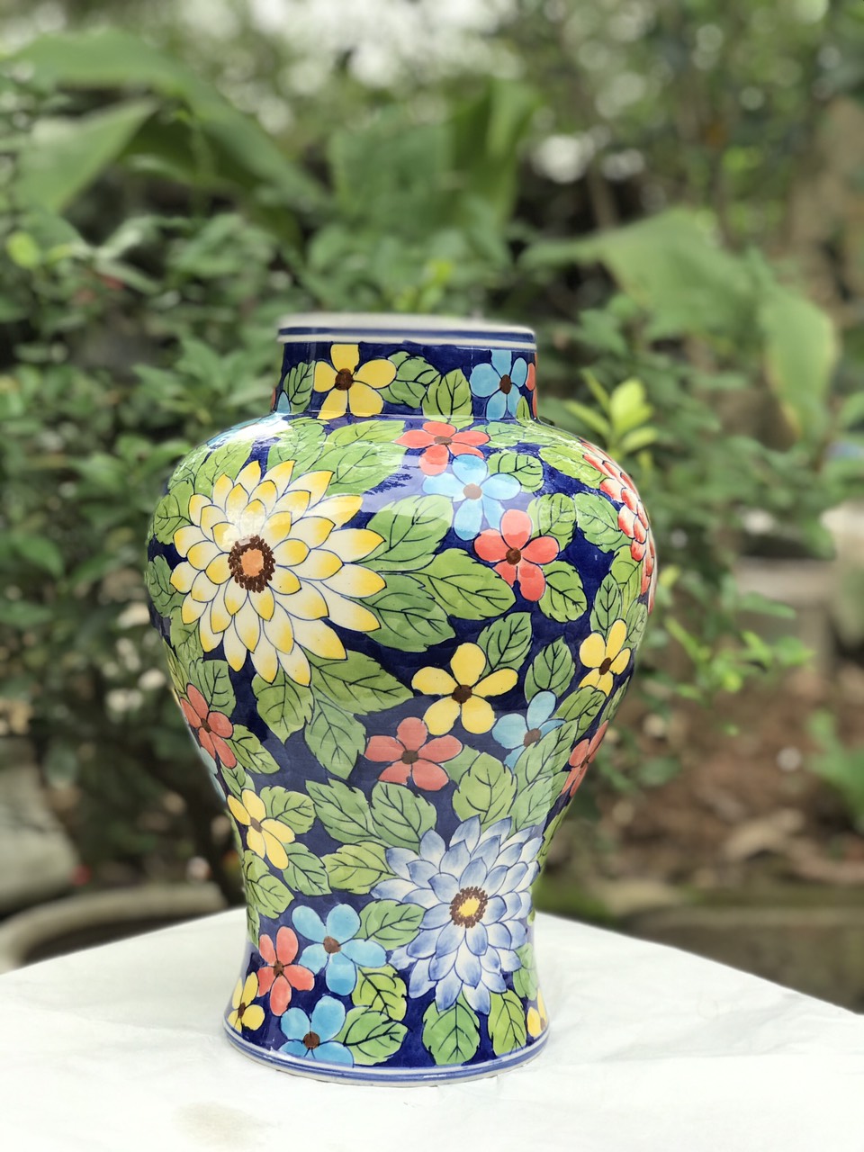 BÌNH HOA VẼ TAY GỐM SỨ BÁT TRÀNG H30CM
