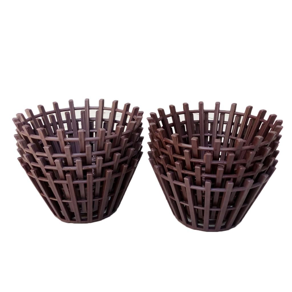 Bộ 8 chậu lan giả gỗ màu nâu – đường kính miệng 20cm-Tại HCM