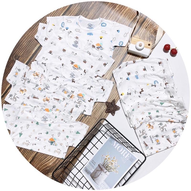 Bộ Cộc Tay UC Chất Peptit loại 1 Khuy Cài Vai Cho Bé từ sơ sinh đến 16kg