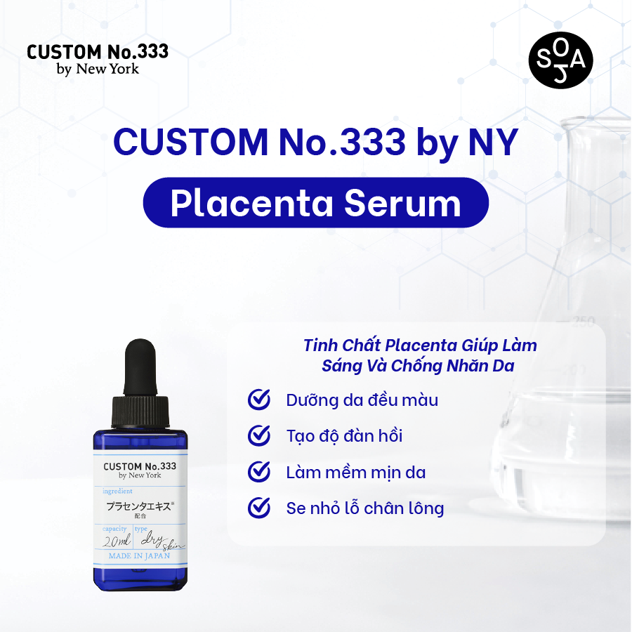 Tinh Chất Placenta Custom No.333 by NY Giúp Làm Sáng Và Chống Nhăn Da Placenta Serum 20mL