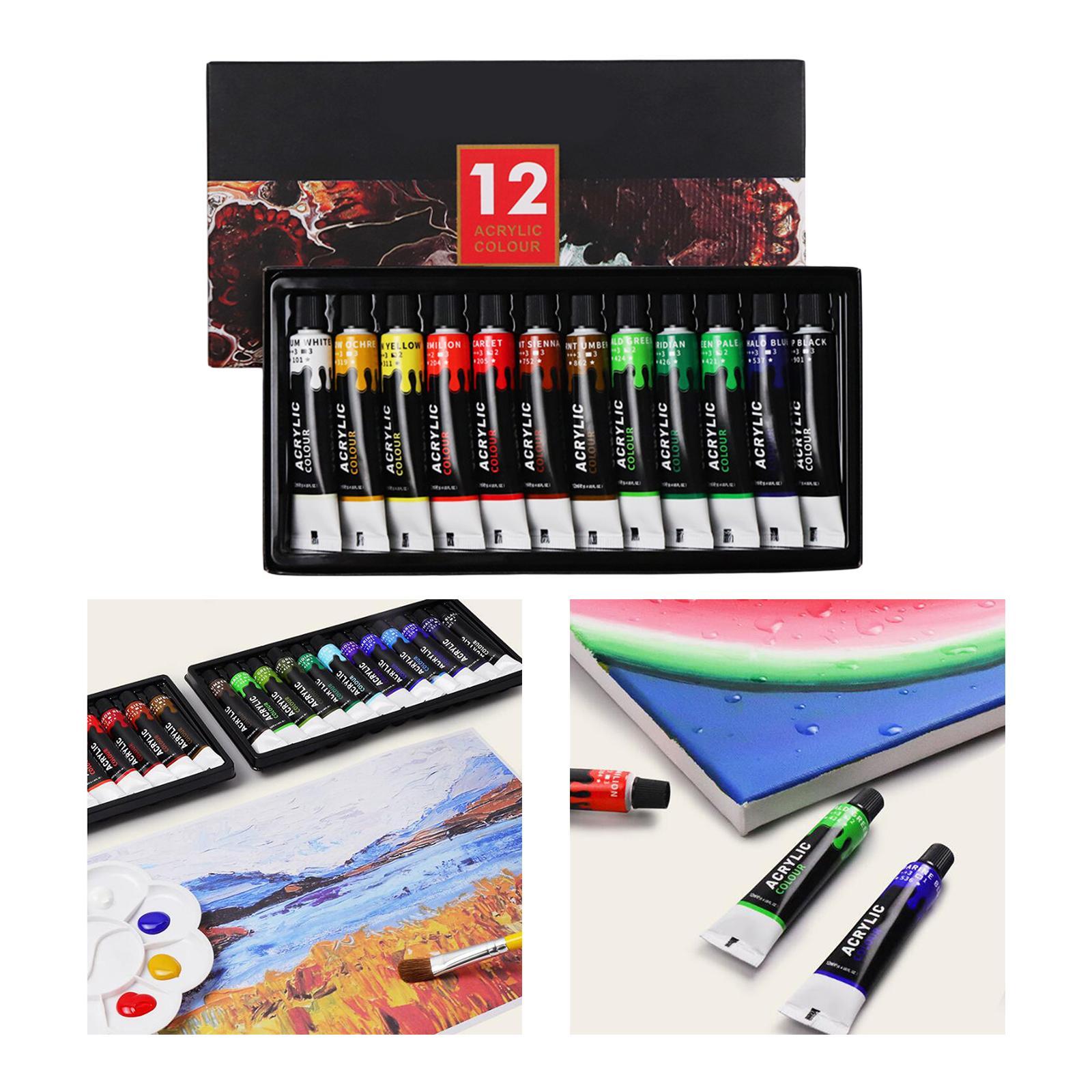 12ml Acrylic Paint Set Rich Pigments for DIY Crafts Art Supplies 12 colors