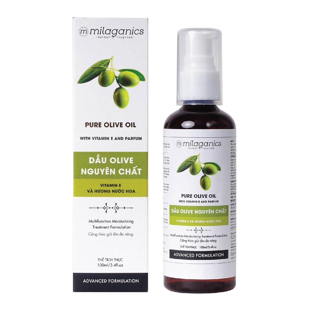 Dầu Olive Nguyên Chất Dưỡng Da - Tóc MILAGANICS 100ml (Chai)