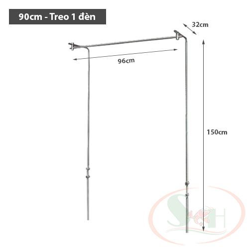 Giá Treo Đèn Đôi Inox MAD 60cm, 90cm, 120cm Bộ Chân Treo Bắt Sau Tủ Hồ