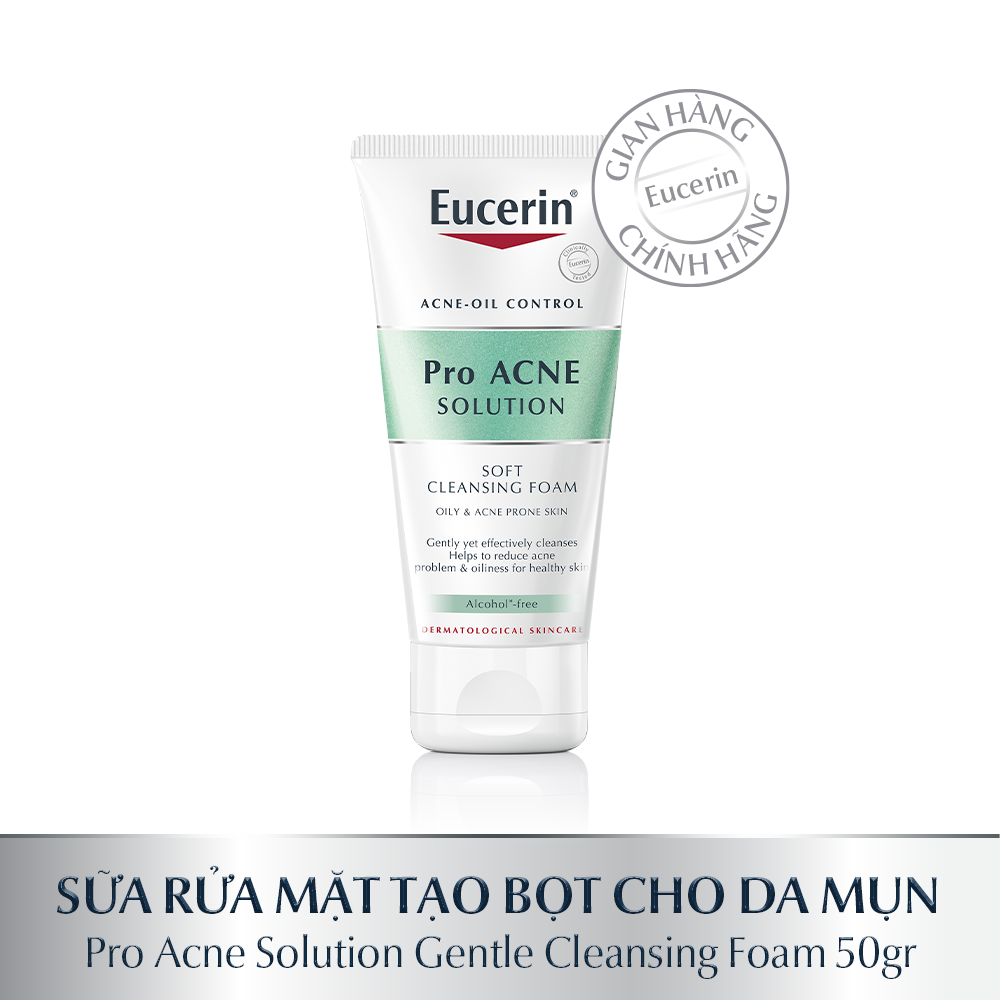 Sữa rửa mặt dạng bọt sạch sâu cho da nhờn Eucerin Pro Acne Cleansing Foam 50g