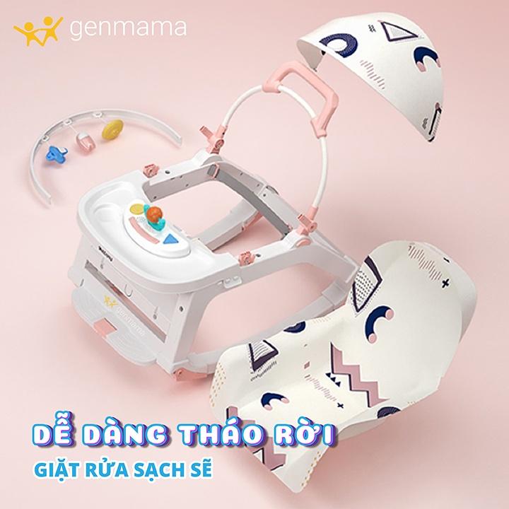 Ghế ăn dặm đa năng 5IN1 kiêm ghế bập bênh thư giãn có màn, bánh xe, bàn ăn dặm có thể phát nhạc, có đồ chơi