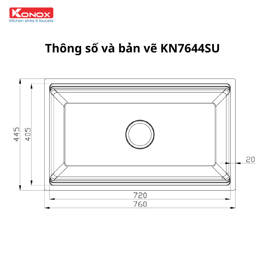 Chậu rửa bát inox KONOX Workstation Sink – Undermount Sink KN7644SU