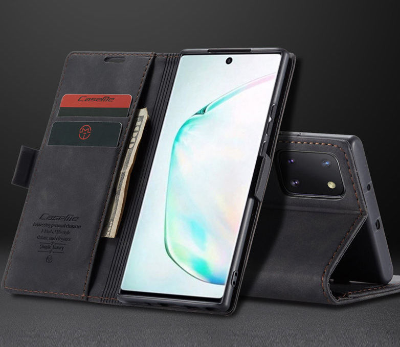 Bao da bò thật dạng ví chính hãng Caseme dành cho Samsung Note 10 Lite