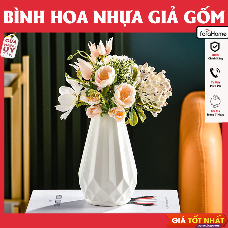 Bình Hoa Nhựa To Trang Trí Tết 2025 Nguyên Đán Ất Tỵ. Lọ Hoa Giả Gốm Màu Trắng Để Bàn Decor Nhà Cửa Năm Mới Cổ Truyền. Giao Màu Ngẫu Nhiên