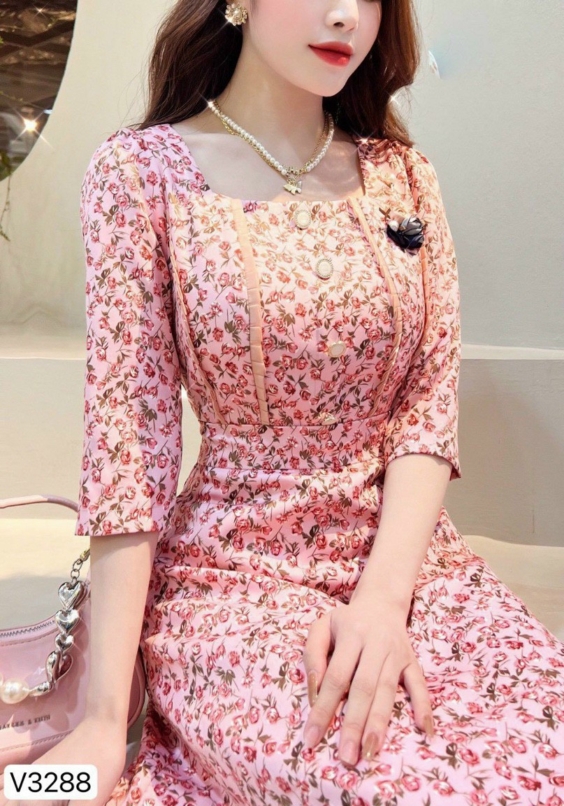 Đầmhoa xòe phom A