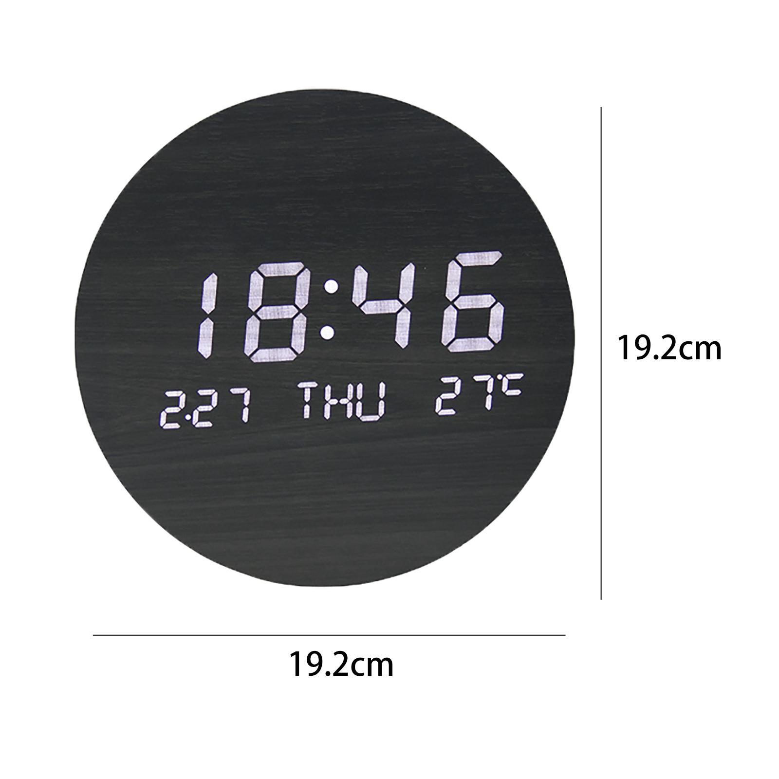 Temperature large display non ticking clock desk Black