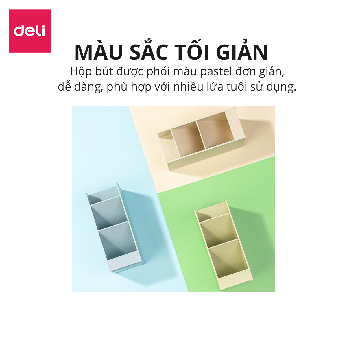 Ống cắm bút đựng đồ văn phòng son mĩ phẩm Deli - 4 / 5 / 8 ngăn - Màu morandi pastel  - Giúp bàn làm việc góc học tập gọn gàng - 8939