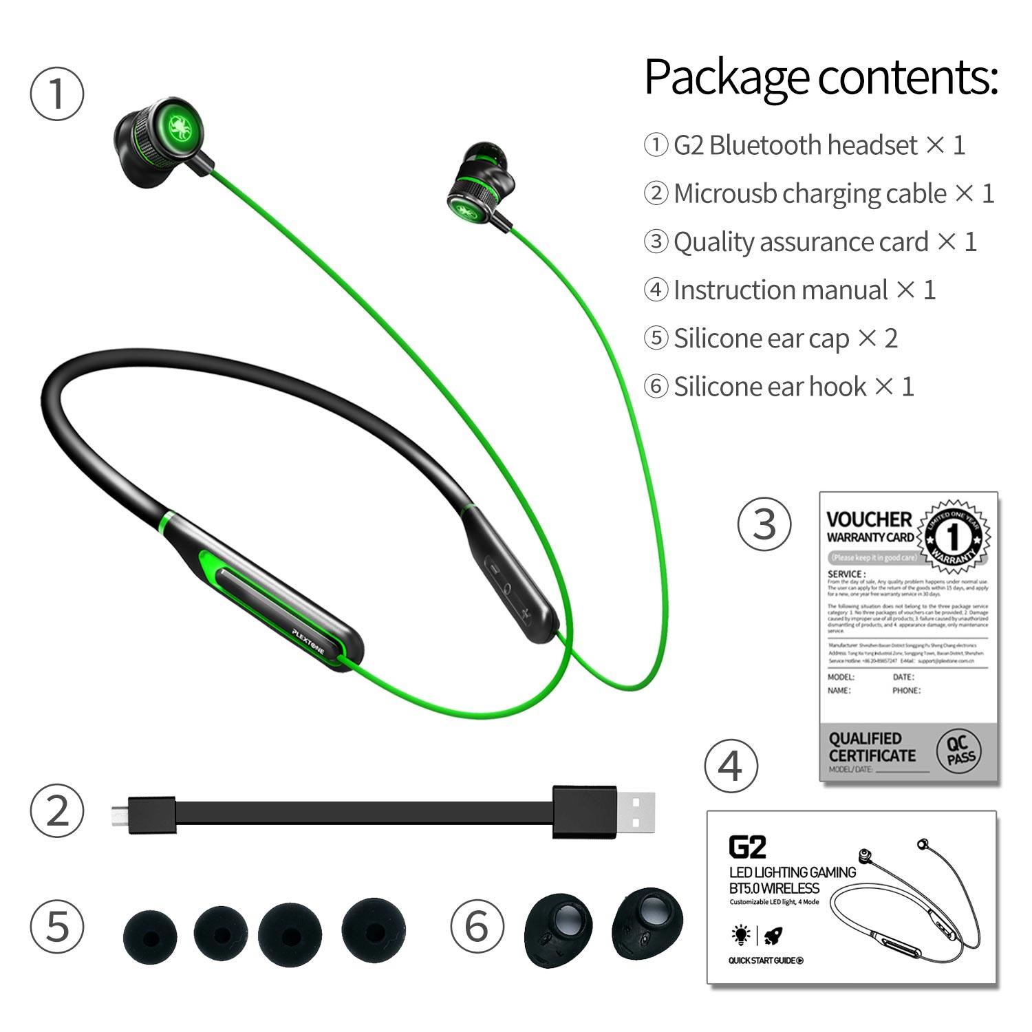 Tai Nghe Bluetooth Gaming Plextone G2 - Neckband Gaming - Hàng Chính Hãng