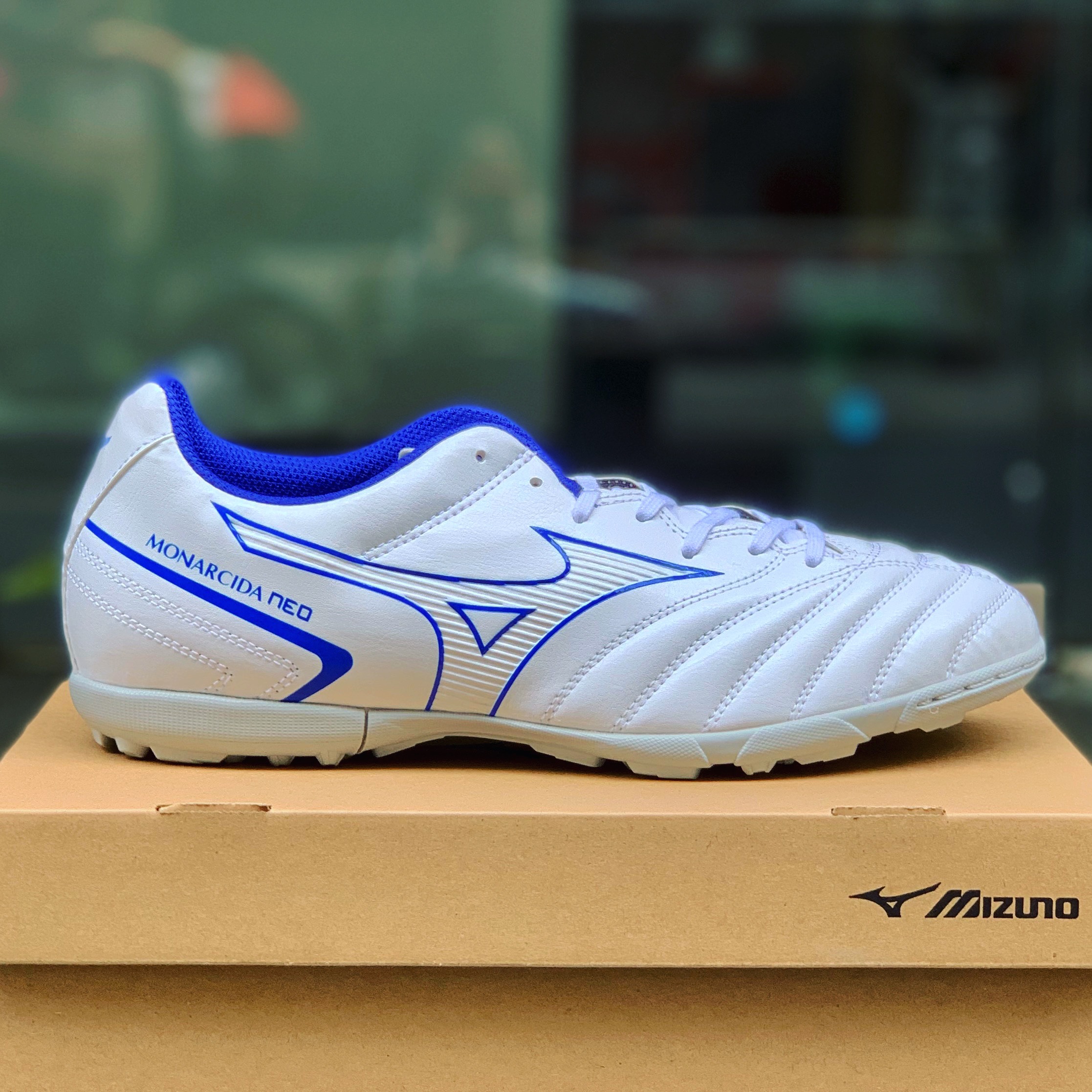 Giày đá bóng Mizuno Monarcida Neo II Select AS - P1GD222525 - Trắng/Xanh