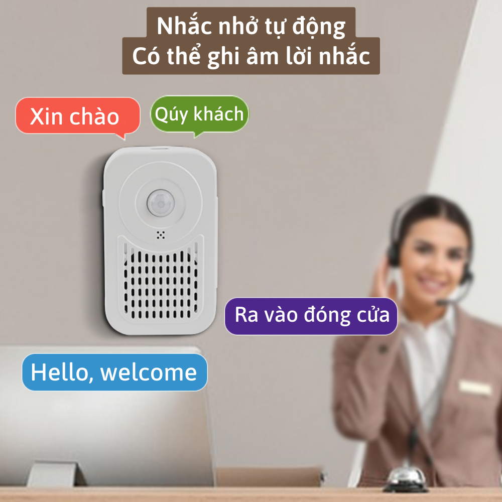 Chuông báo khách cảm biến hồng ngoại không dây CTFAST-DB06 : Tùy chỉnh âm thanh nhắc nhở đóng cửa, tắt điện, đeo khẩu trang, rửa tay sát khuẩn... bằng giọng nói phù hợp với cửa hàng, cơ quan, trường học