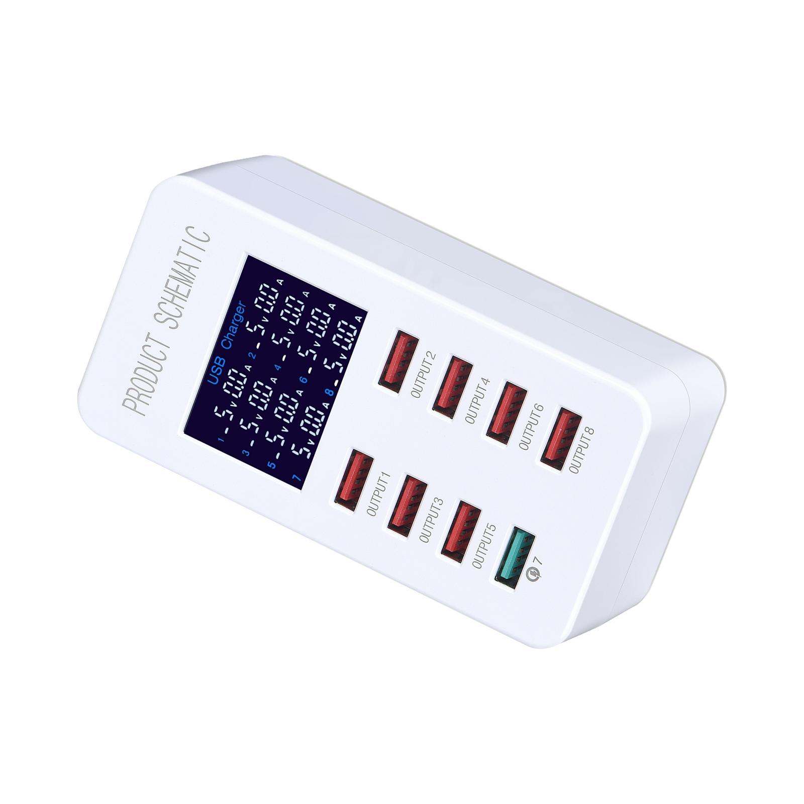 Multiple USB Charger 8 Port Desktop Charging Station for Smart Phone Earbuds