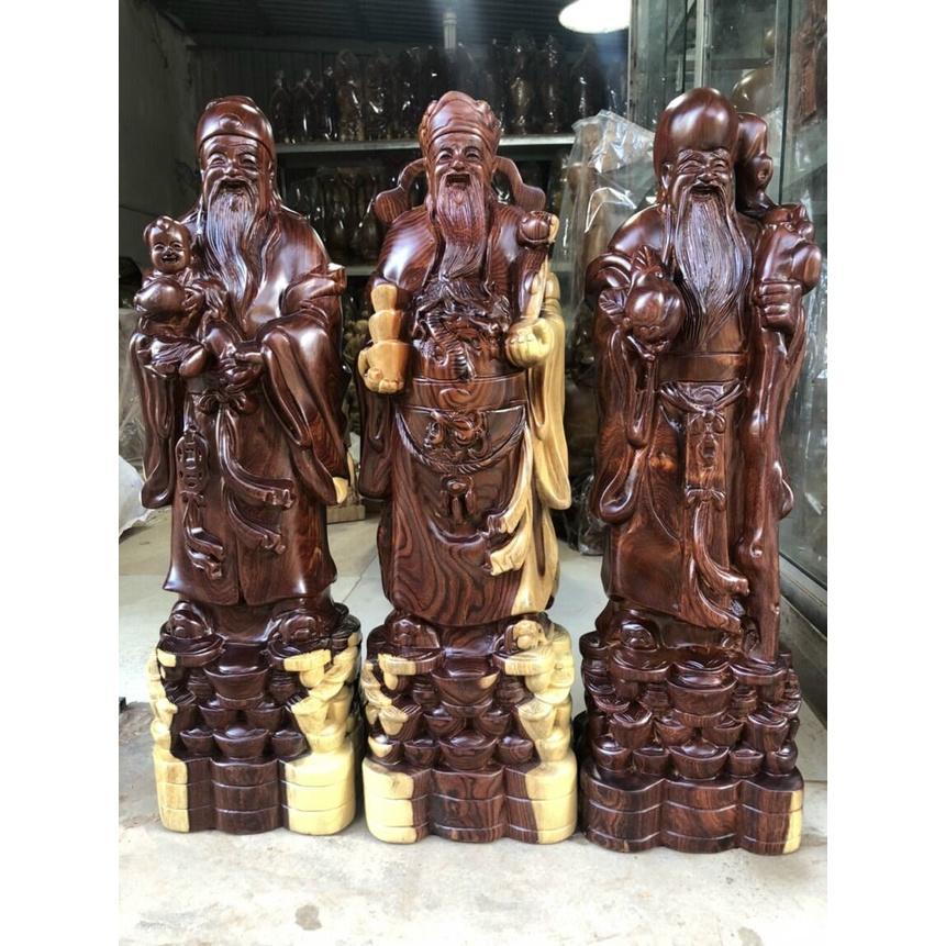 Bộ tượng phật tam đa phòng khách bằng gỗ cẩm kt cao 60×18×15cm