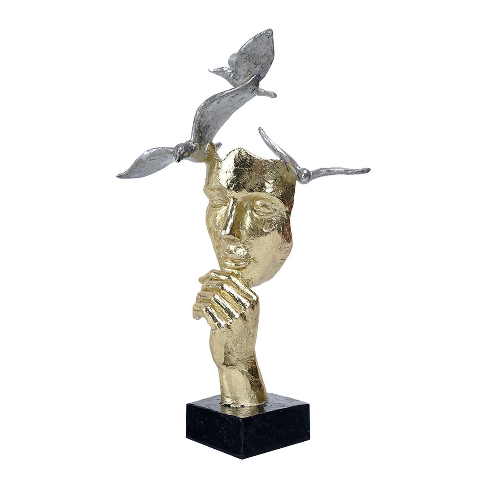 European Thinker Statue Half Face Figurine Artworks Decor Abstract Sculpture Crafts Ornament for Office, Table, Bookcase, Home, Bedside