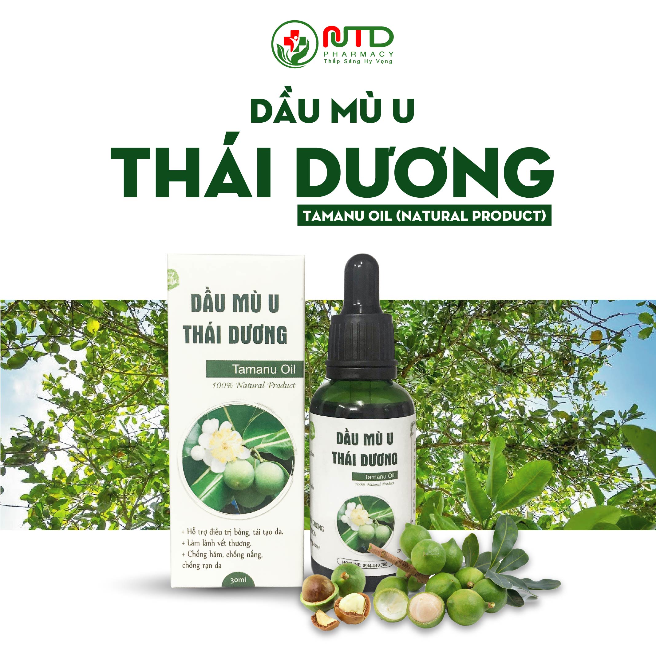 Dầu mù u Thái Dương 30ML - Chăm sóc làn da bé, giảm bỏng, giảm ngứa, giảm hăm tã,...