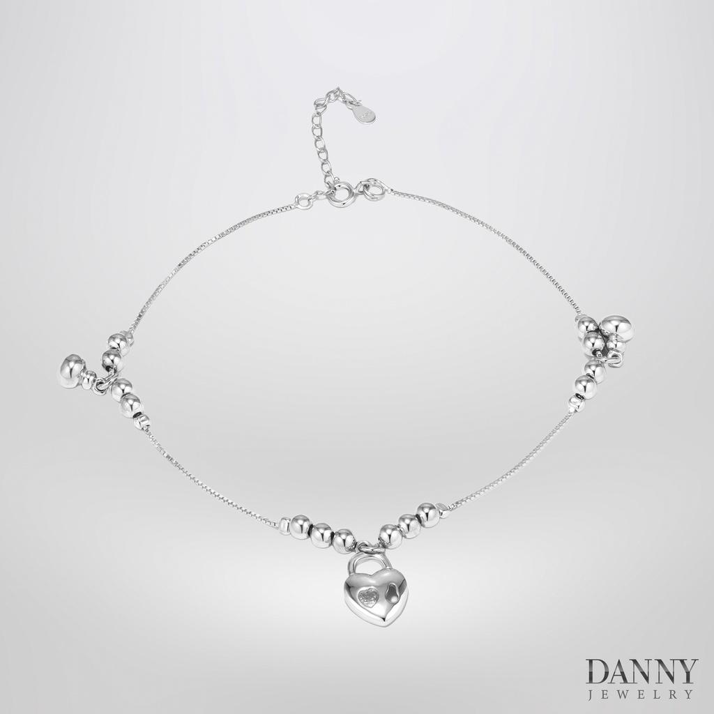 Lắc Chân Danny Jewelry Bạc 925 Xi Rhodium Hoạ Tiết Khoá Trái Tim LACY336