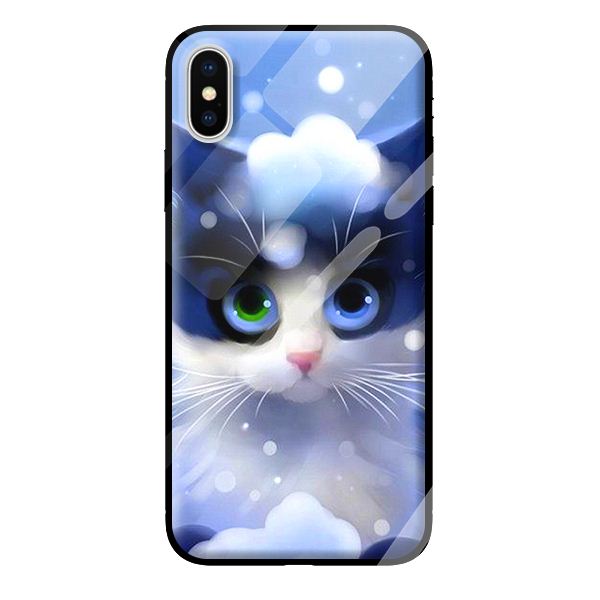 Ốp kính cho iPhone X MÈO TUYẾT 1 - Hàng chính hãng