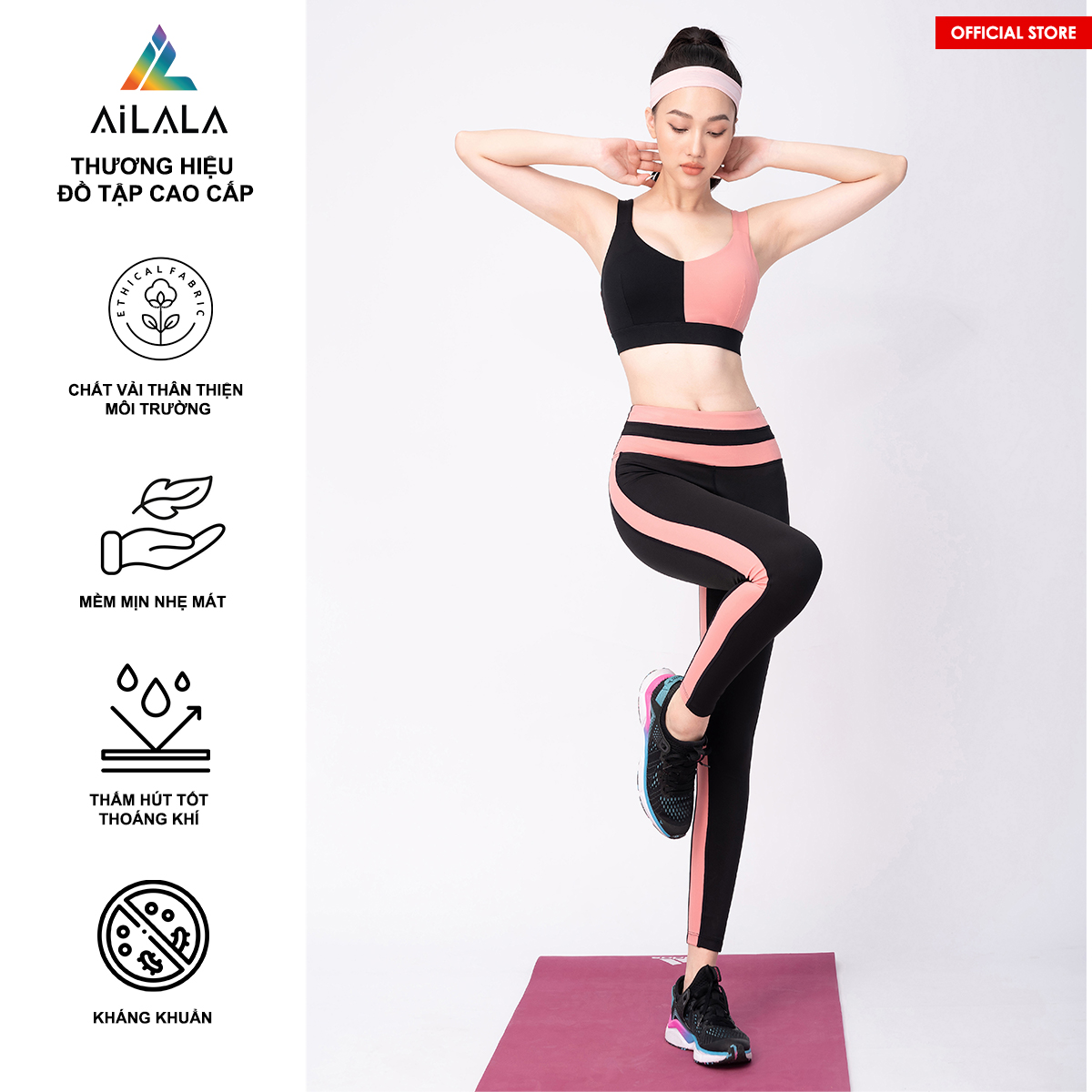 Bộ quần áo thể thao nữ AiLALA LUX31, Đồ tập Yoga Gym Pilates, chất vải Hi-tech cao cấp