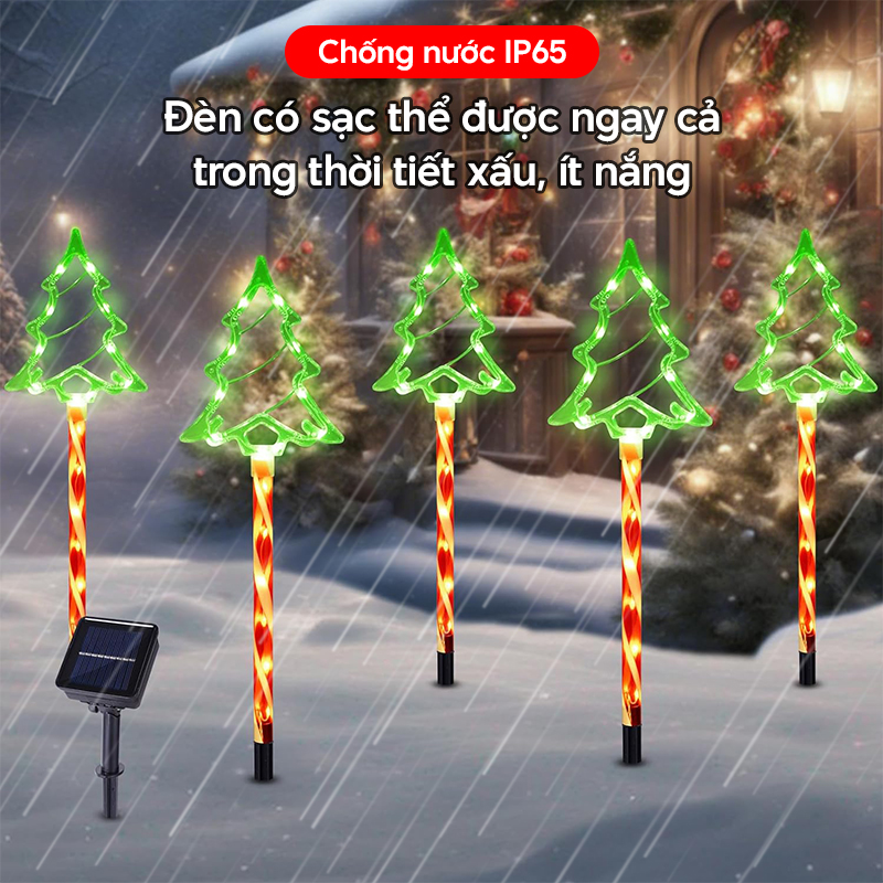 Đèn trang trí năng lượng mặt trời cây thông dây led, tiết kiệm điện, bóng siêu sáng, chống thấm nước - DA3200