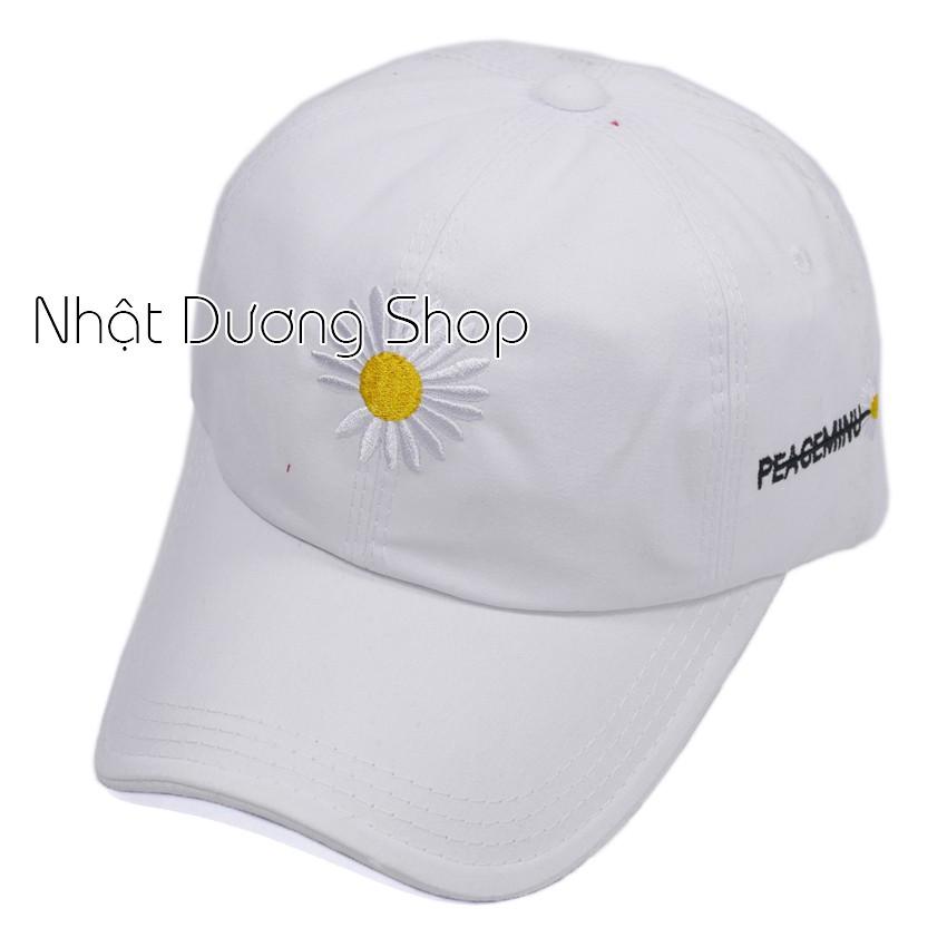 Mũ lưỡi trai hoa cúc họa mi nón kết hoa cúc được may bằng khóa gài cao cấp kết hợp chất liệu vải cotton