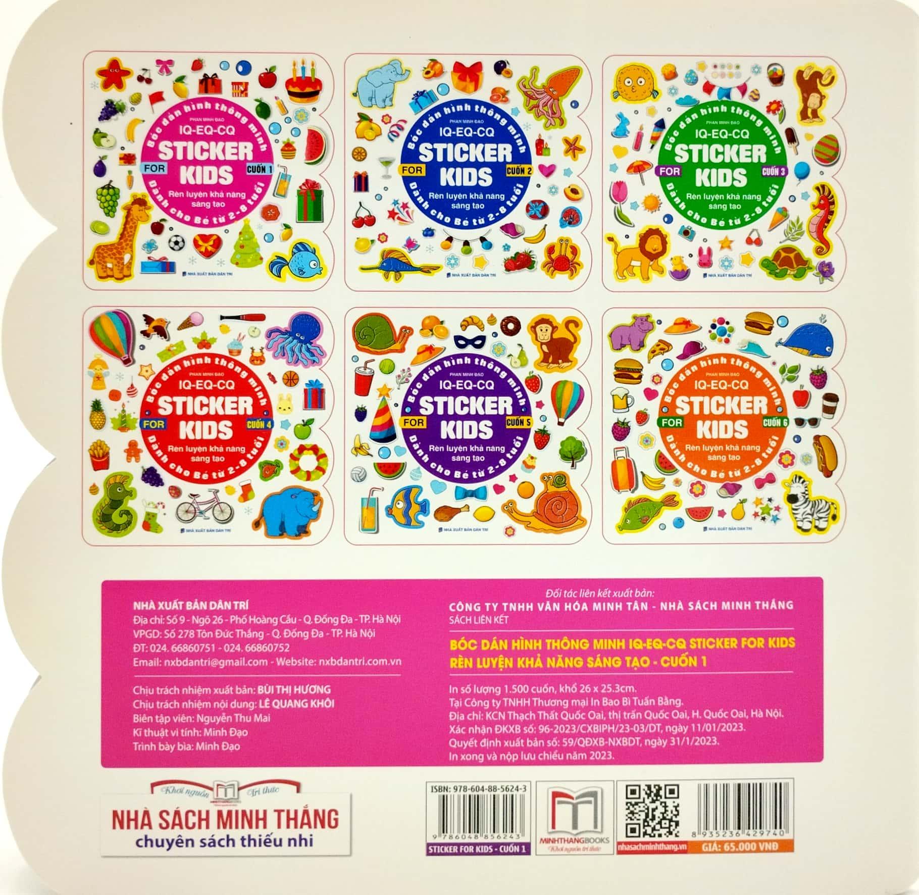 Bóc Dán Hình Thông Minh IQ - EQ - CQ - Sticker For Kids - Cuốn 1 (Tái Bản 2023)