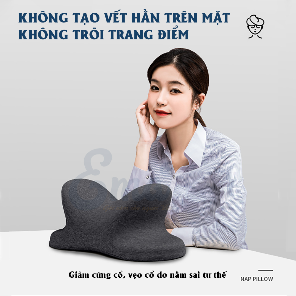 Gối ngủ trưa văn phòng Ema thế hệ thứ 3 - Không tê tay, không đau cổ, không tạo vết hằn trên mặt  - Dành cho dân văn phòng, sinh viên...