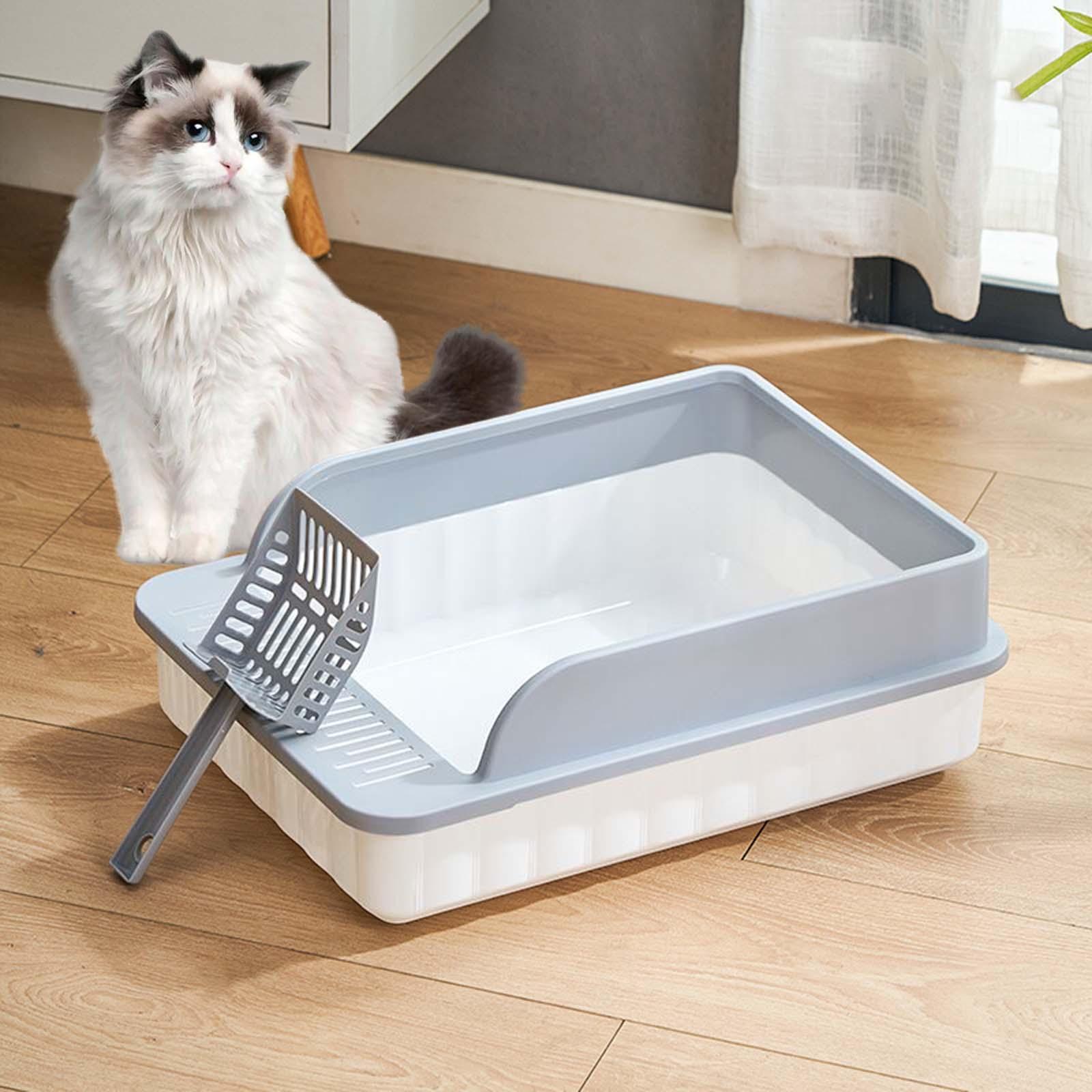 Semi Closed Cat Litter Box Durable Pet Litter Tray Cat Toilet Litter Pan