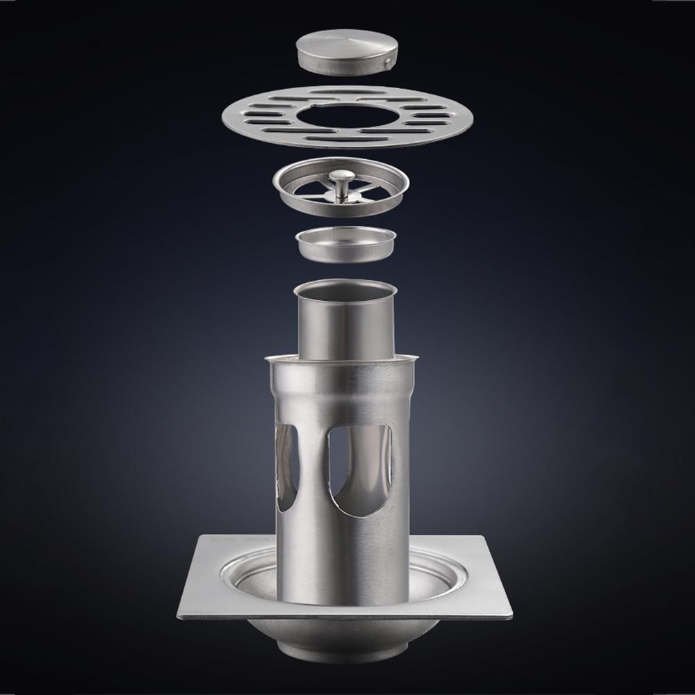 Ống thoát sàn nước sử dụng vật liệu inox 304 cao cấp, có lỗ thoát lớn, thiết kế ngăn chặn hiệu quả cặn bẩn chảy xuống cống.