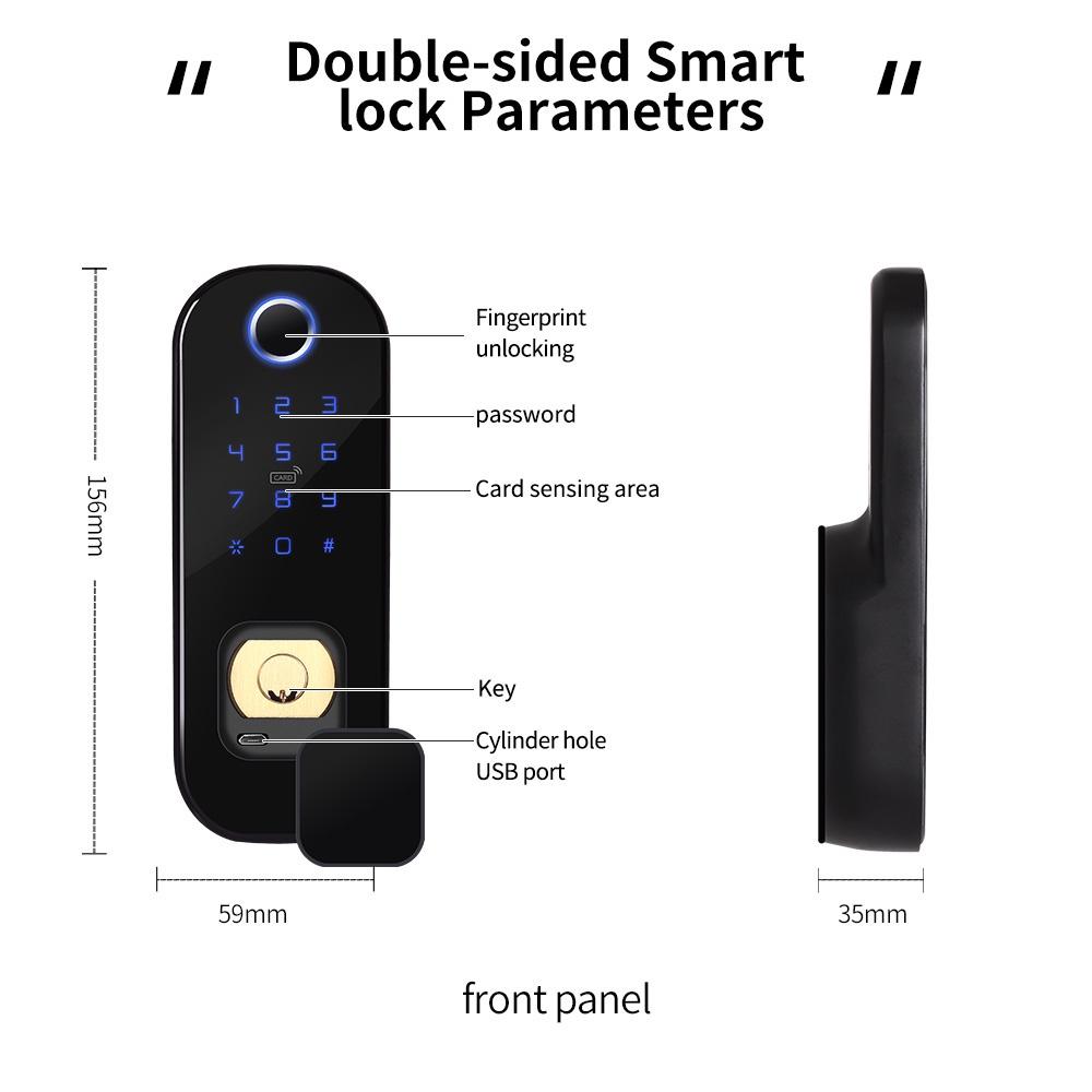 Khóa cổng vân tay thông minh TUYA R5 kết nối Wifi mở bằng vân tay, mật khẩu, thẻ từ, chìa cơ, app điện thoại-TUYA/Smartlife