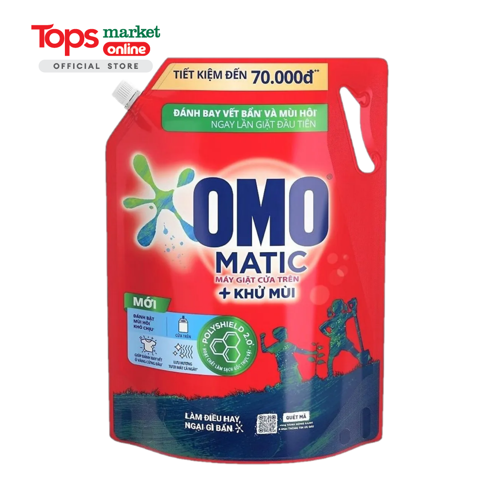 Nước Giặt OMO Matic Cửa Trên Sạch Bẩn Khử Mùi Túi 3.1KG